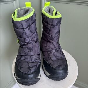 Camouflage Winter Boots with Neon Trim